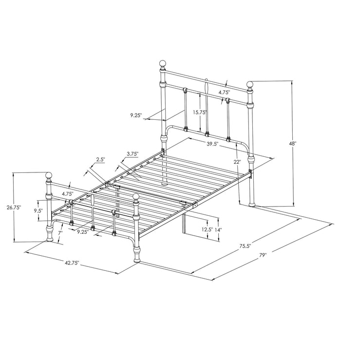 Novak 48 - inch Metal Twin Open Frame Bed Matte Black - Walo Furniture