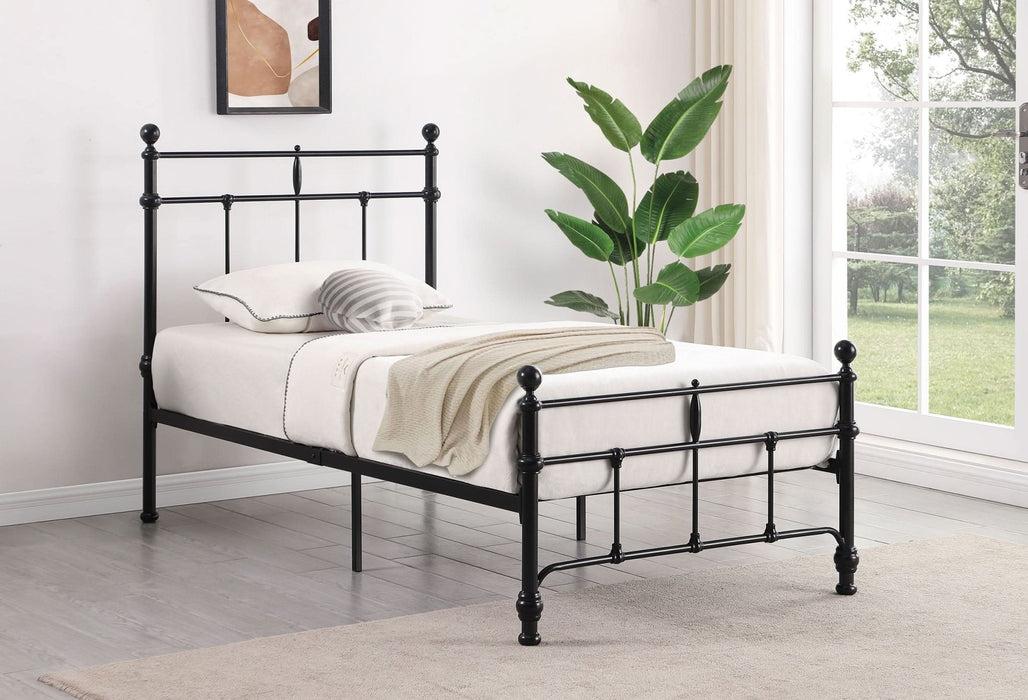 Novak 48 - inch Metal Twin Open Frame Bed Matte Black - Walo Furniture