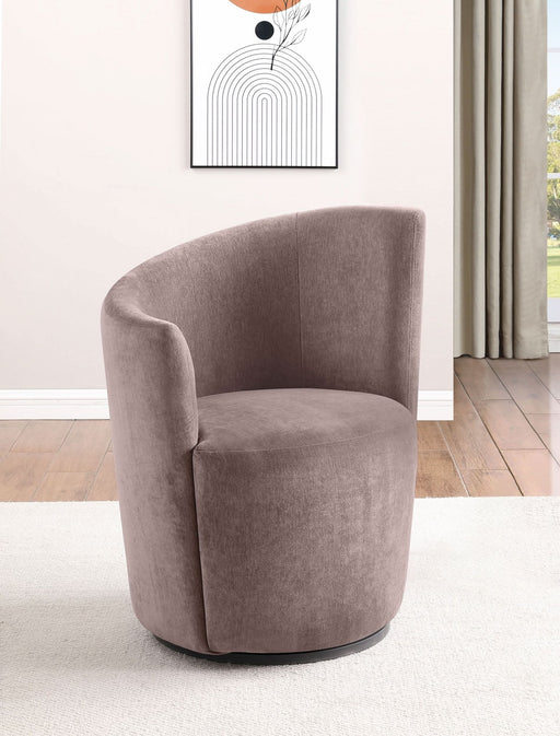 Nueva Upholstered Swivel Chair Curved Backrest Blush - Walo Furniture