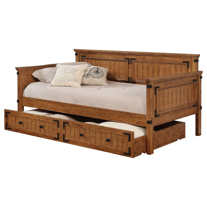 Oakdale Wood Twin Daybed with Trundle Rustic Honey - Walo Furniture