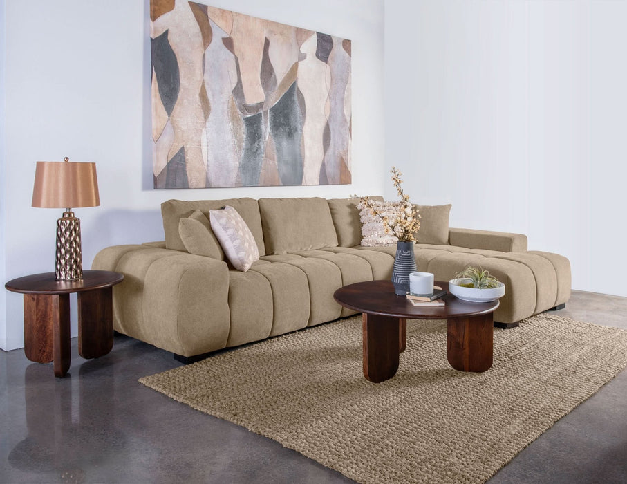 Octavia Upholstered Sectional Chaise Sofa Camel - Walo Furniture