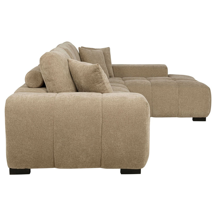 Octavia Upholstered Sectional Chaise Sofa Camel - Walo Furniture