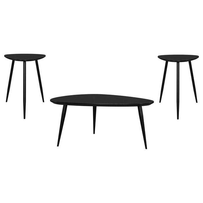 Odessa 3 - piece Triangular Coffee and End Table Set Black - Walo Furniture