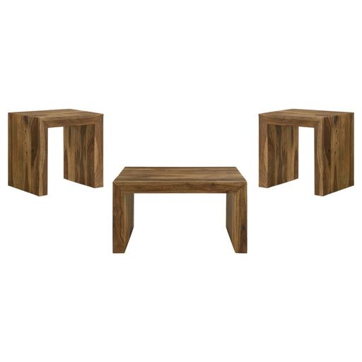 Odilia 3 - piece Solid Wood Coffee and End Table Set Auburn - Walo Furniture