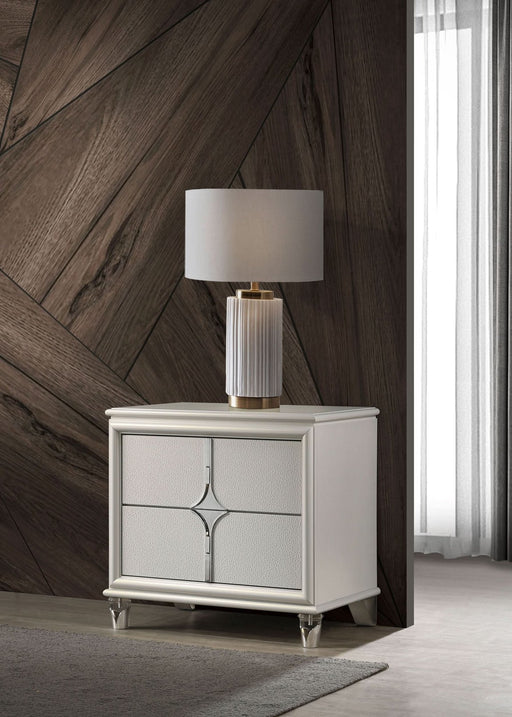 Olivia 2 - drawer Nightstand Bedside Table Pearl White - Walo Furniture