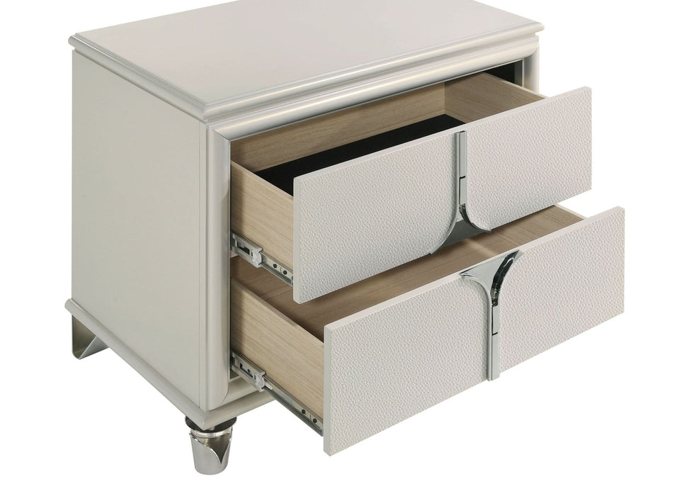 Olivia 2 - drawer Nightstand Bedside Table Pearl White - Walo Furniture