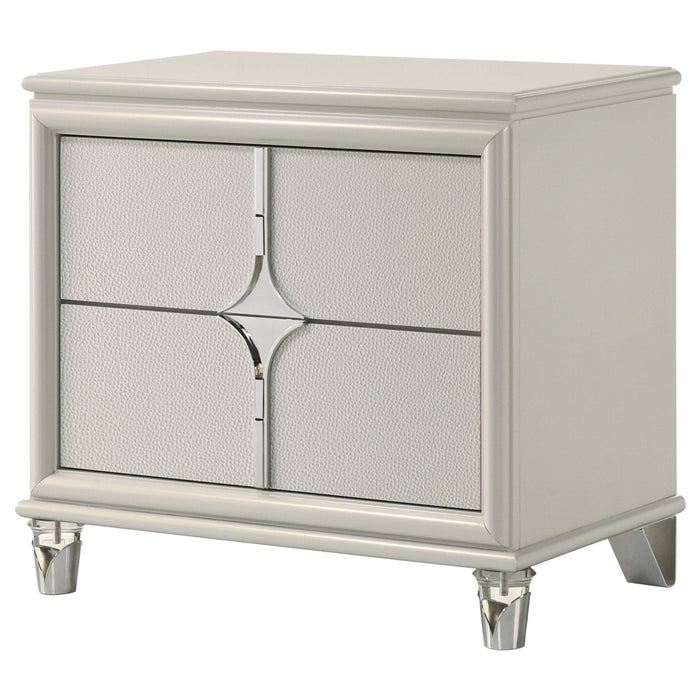 Olivia 2 - drawer Nightstand Bedside Table Pearl White - Walo Furniture