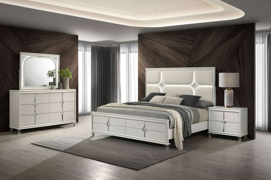 Olivia 4 - piece California King Bedroom Set Pearl White - Walo Furniture