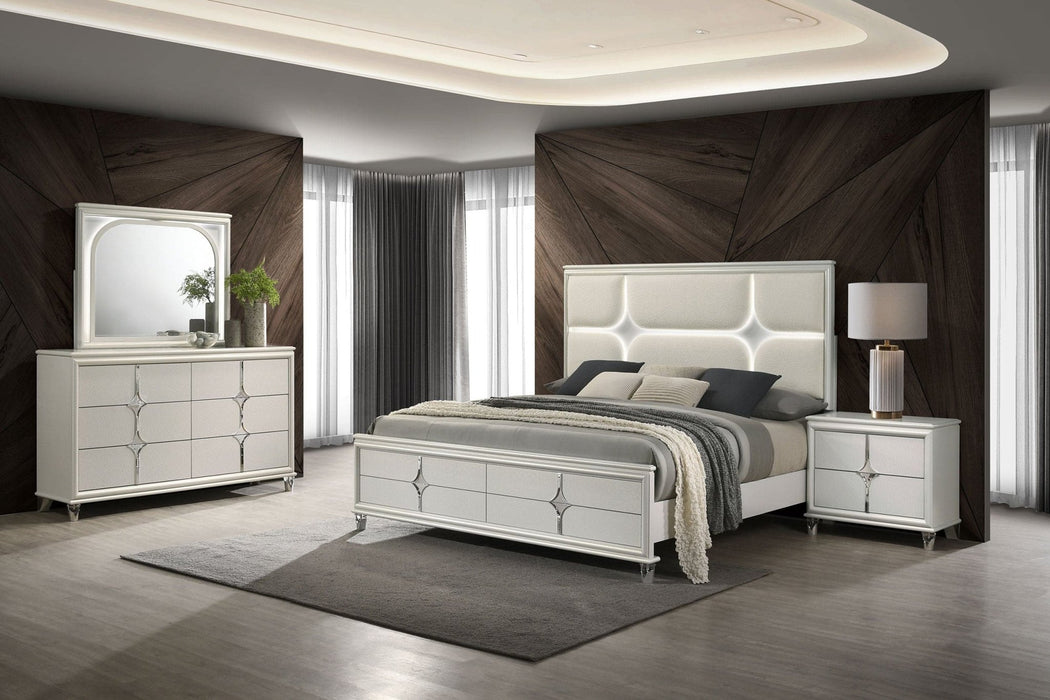 Olivia 4 - piece Eastern King Bedroom Set Pearl White - Walo Furniture