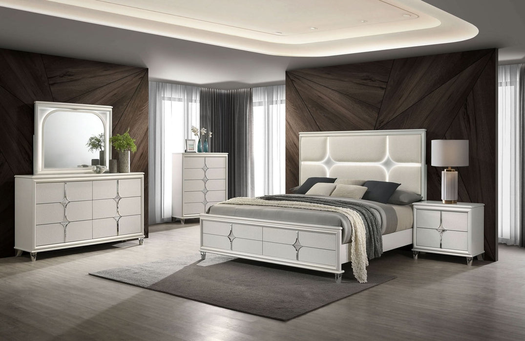 Olivia 5 - drawer Bedroom Chest of Drawers Pearl White - Walo Furniture