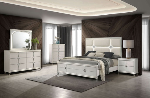 Olivia 5 - piece Eastern King Bedroom Set Pearl White - Walo Furniture