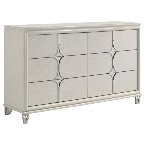 Olivia 6 - drawer Dresser Cabinet Pearl White - Walo Furniture