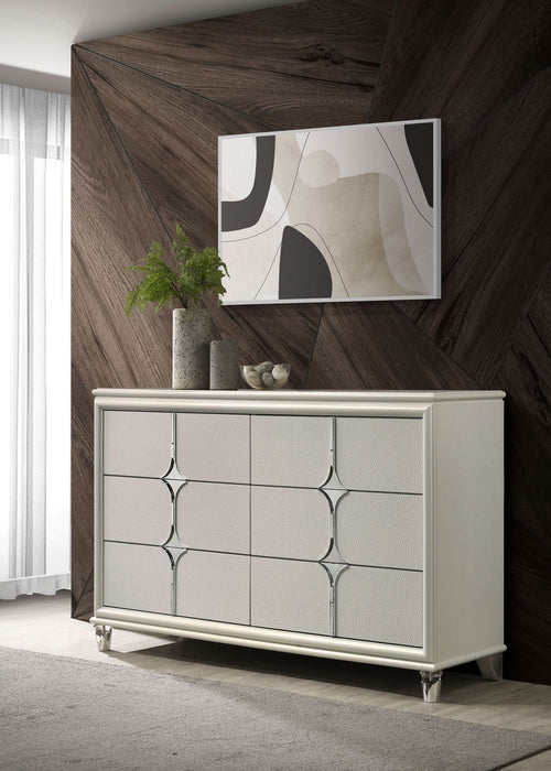 Olivia 6 - drawer Dresser Cabinet Pearl White - Walo Furniture