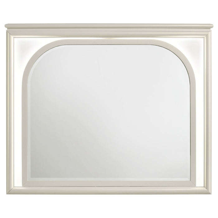 Olivia LED Dresser Mirror Pearl White - Walo Furniture