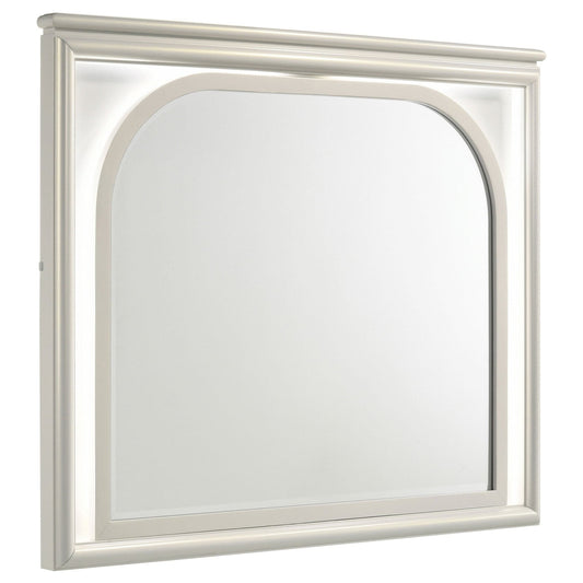 Olivia LED Dresser Mirror Pearl White - Walo Furniture