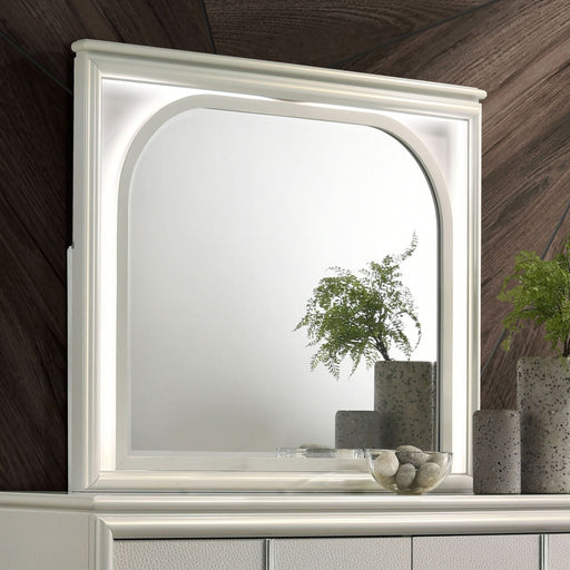 Olivia LED Dresser Mirror Pearl White - Walo Furniture