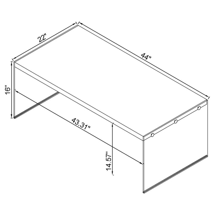 Opal Rectangular Glass Frame Coffee Table White High Gloss - Walo Furniture