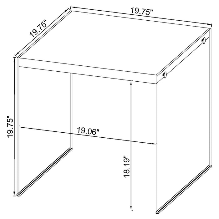 Opal Square Glass Frame Side End Table White High Gloss - Walo Furniture