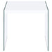 Opal Square Glass Frame Side End Table White High Gloss - Walo Furniture