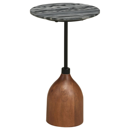 Ophelia Round Marble Top Accent Side Table Black - Walo Furniture