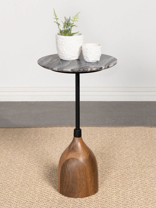 Ophelia Round Marble Top Accent Side Table Black - Walo Furniture