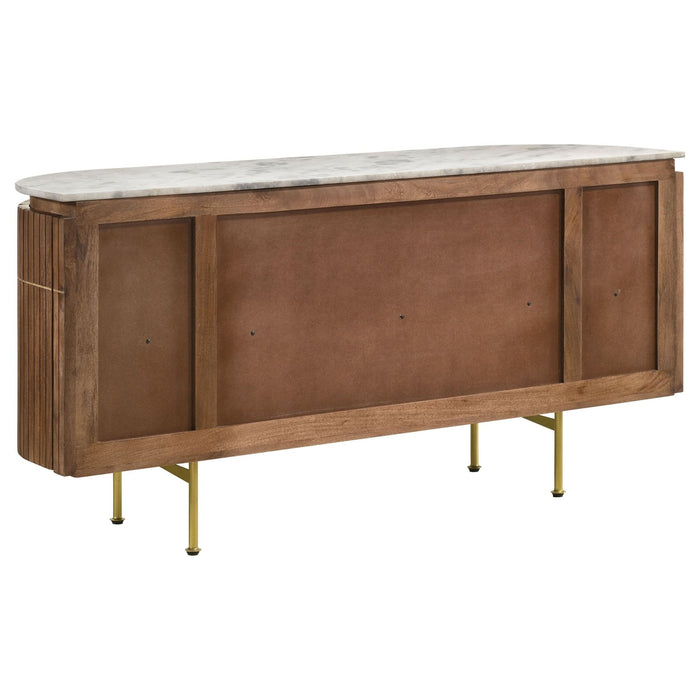 Ortega 4 - door Marble Top Sideboard Buffet Cabinet Natural - Walo Furniture