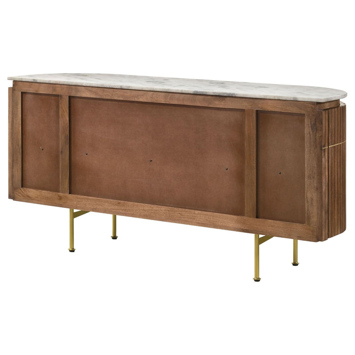 Ortega 4 - door Marble Top Sideboard Buffet Cabinet Natural - Walo Furniture