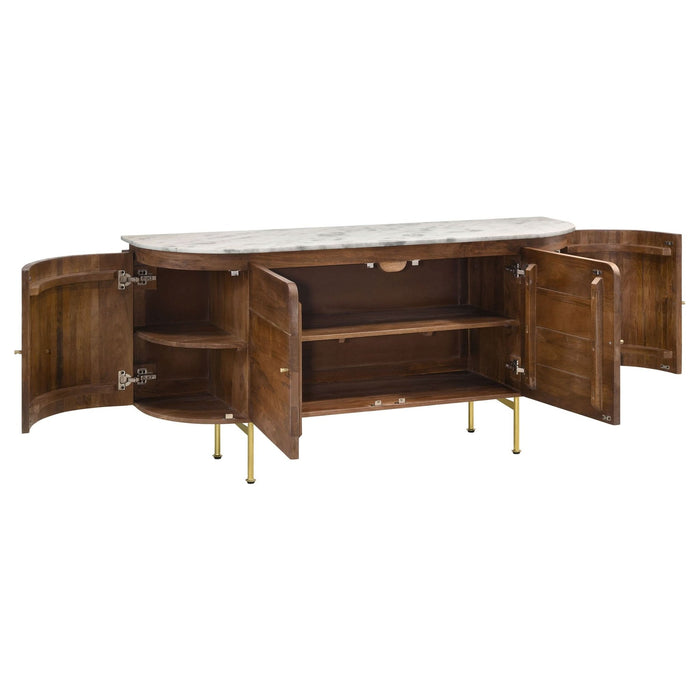 Ortega 4 - door Marble Top Sideboard Buffet Cabinet Natural - Walo Furniture