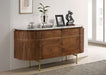 Ortega 4 - door Marble Top Sideboard Buffet Cabinet Natural - Walo Furniture