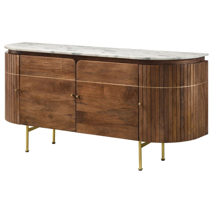 Ortega 4 - door Marble Top Sideboard Buffet Cabinet Natural - Walo Furniture