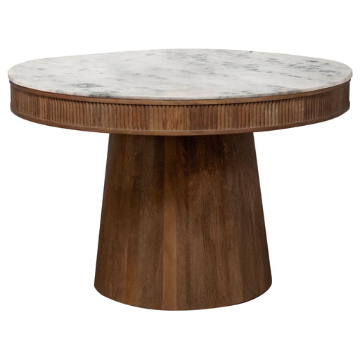 Ortega Round 46 - inch Marble Top Wood Dining Table Natural - Walo Furniture