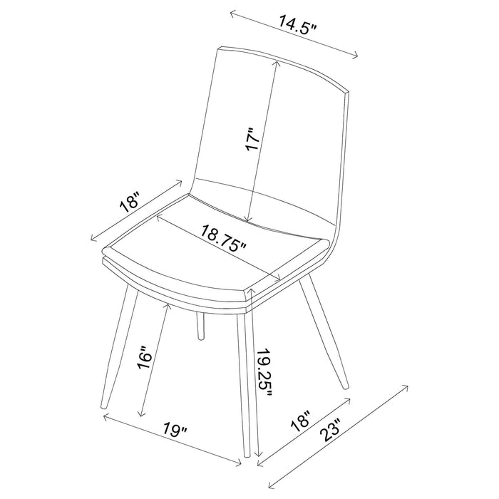 Ortega Upholstered Dining Side Chair Coffee (Set of 2) - Walo Furniture