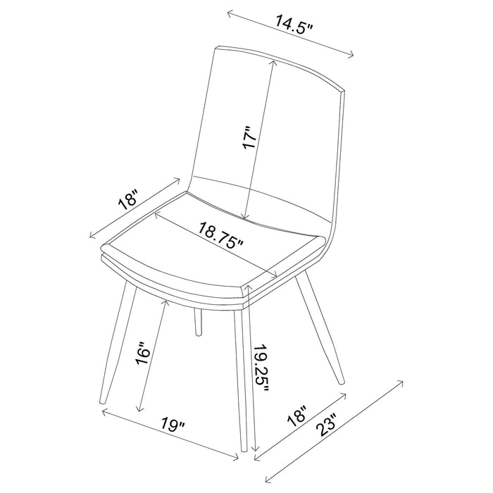 Ortega Upholstered Dining Side Chair Coffee (Set of 2) - Walo Furniture