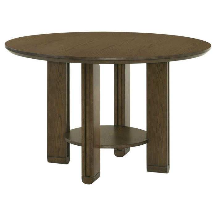 Ottowa 47 - inch Round Wood Dining Table with Shelf Brown - Walo Furniture