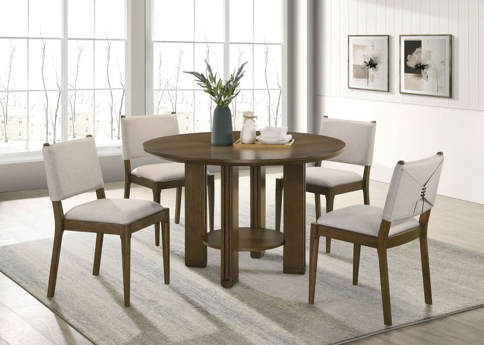 Ottowa 47 - inch Round Wood Dining Table with Shelf Brown - Walo Furniture