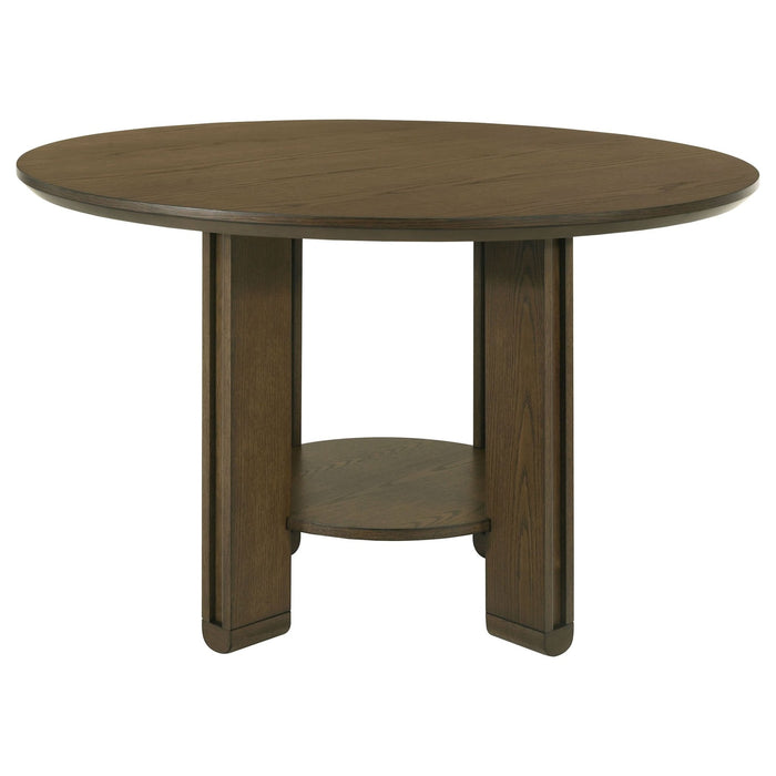 Ottowa 47 - inch Round Wood Dining Table with Shelf Brown - Walo Furniture