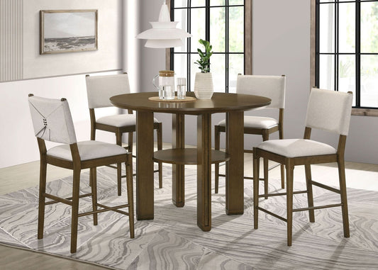 Ottowa 5 - piece Round Counter Height Dining Room Set Brown - Walo Furniture