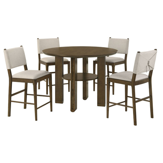 Ottowa 5 - piece Round Counter Height Dining Room Set Brown - Walo Furniture