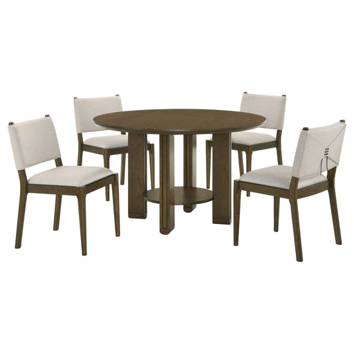 Ottowa 5 - piece Round Wood Dining Room Table Set Brown - Walo Furniture