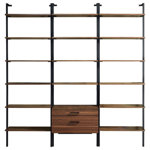 Owens 3 - piece 96 - inch Wall Mounted Bookshelf Set Walnut - Walo Furniture