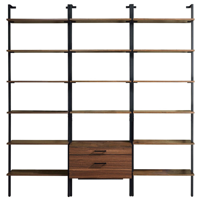 Owens 3 - piece 96 - inch Wall Mounted Bookshelf Set Walnut - Walo Furniture