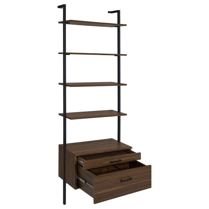 Owens 3 - piece 96 - inch Wall Mounted Bookshelf Set Walnut - Walo Furniture