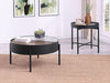 Ozella Round Coffee Table with Hidden Storage Sandy Black - Walo Furniture