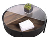 Ozella Round Coffee Table with Hidden Storage Sandy Black - Walo Furniture