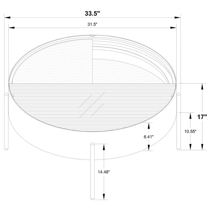 Ozella Round Coffee Table with Hidden Storage Sandy Black - Walo Furniture