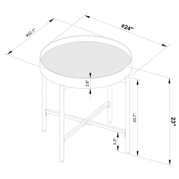 Ozella Round End Side Table with Recessed Top Sandy Black - Walo Furniture