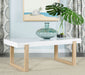 Pala Rectangular Coffee Table White High Gloss and Natural - Walo Furniture