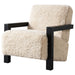 Paquet Faux Fur Upholstered Chair Solid Wood Arms Latte - Walo Furniture