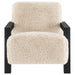 Paquet Faux Fur Upholstered Chair Solid Wood Arms Latte - Walo Furniture