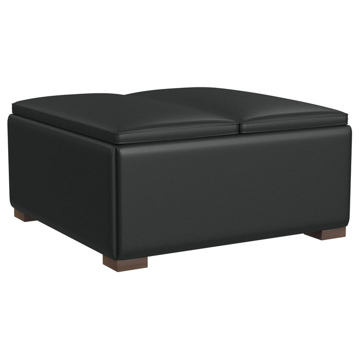 Paris Upholstered Storage Ottoman with Tray Black - Walo Furniture